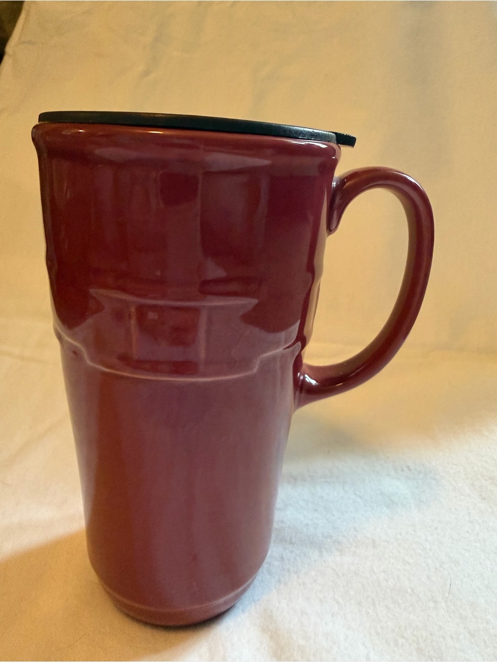 Longaberger Paprika Ceramic Travel Mug with Handle and Lid
